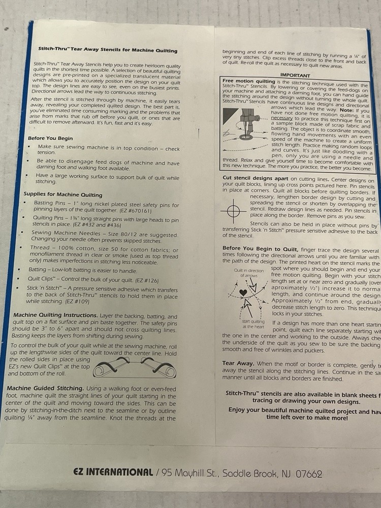 EZ Quilting Stitch-Thru Cable 6104 Cut Pattern
