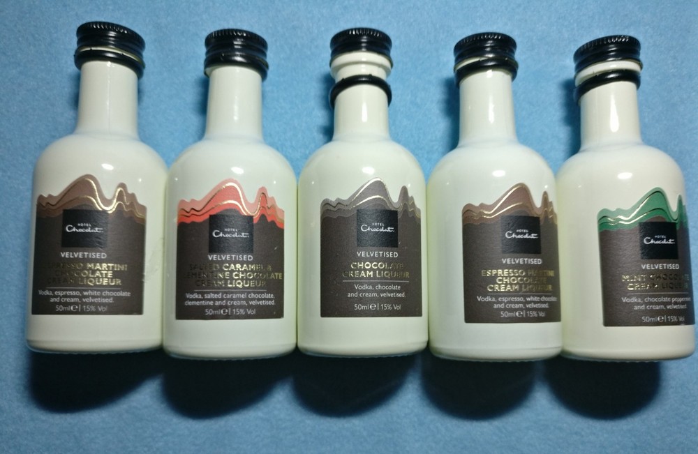 9 Empty Hotel Chocolat Miniature Bottles