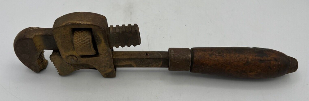 Vintage #10 Pipe Wrench with Wood Handle