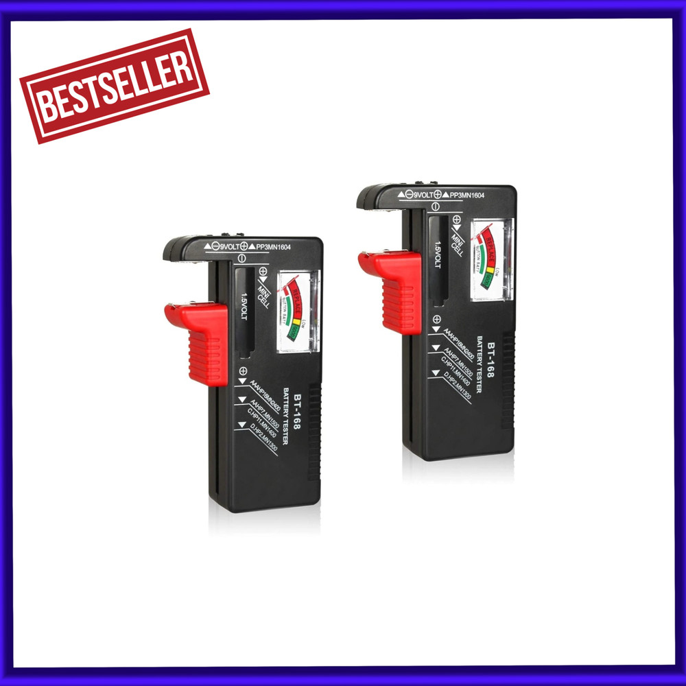 2 Pack Battery Tester, Universal Battery Checker for AA / AAA / C / D / 9V
