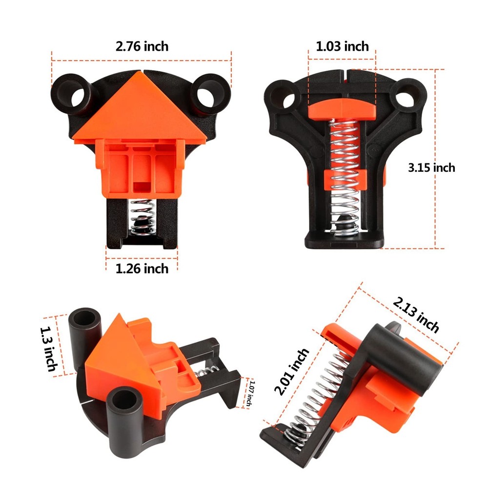 Corner Clamp for Woodworking - 60/90/120° Multi-Angle Adjustable Spring Cla