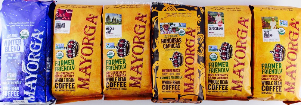 Mayorga Coffee 100% USDA Organic Light Medium Dark Roast Mocha Java, Whole Bean