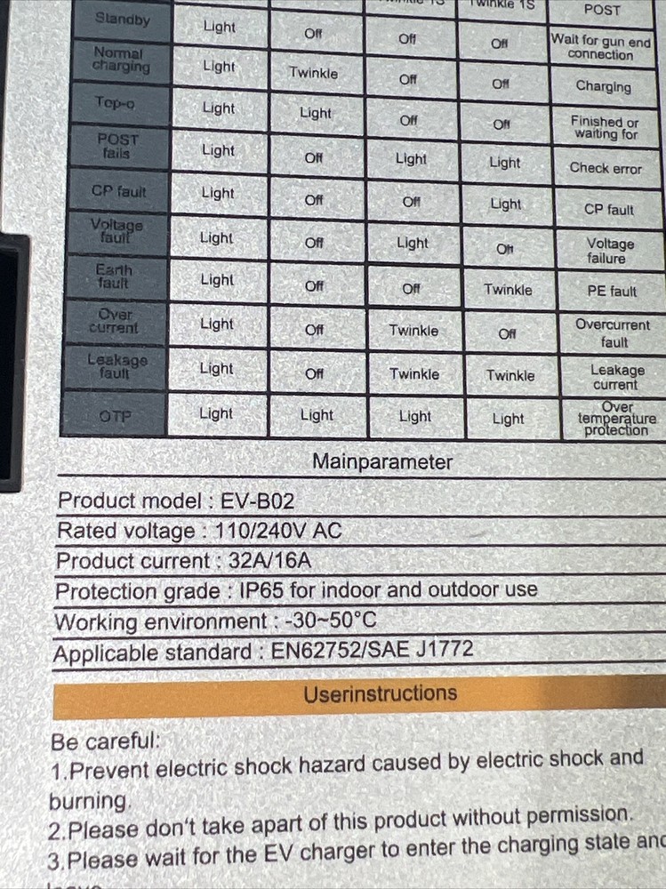 AC Portable EV Charger B02