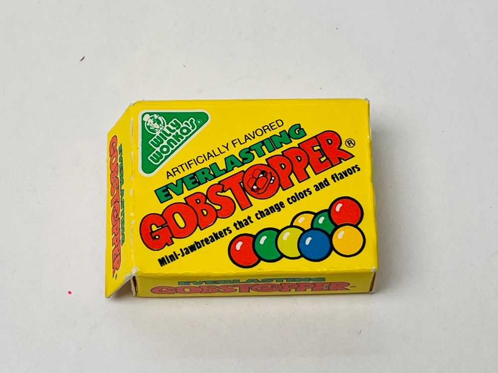 Vintage Willy Wonka's Everlasting Gobstopper Box 1989 EMPTY small 1.75" BIN C