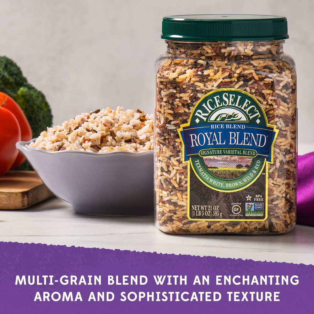 RiceSelect Royal Blend Rice, Texmati Rice Blend, 21 oz Jar
