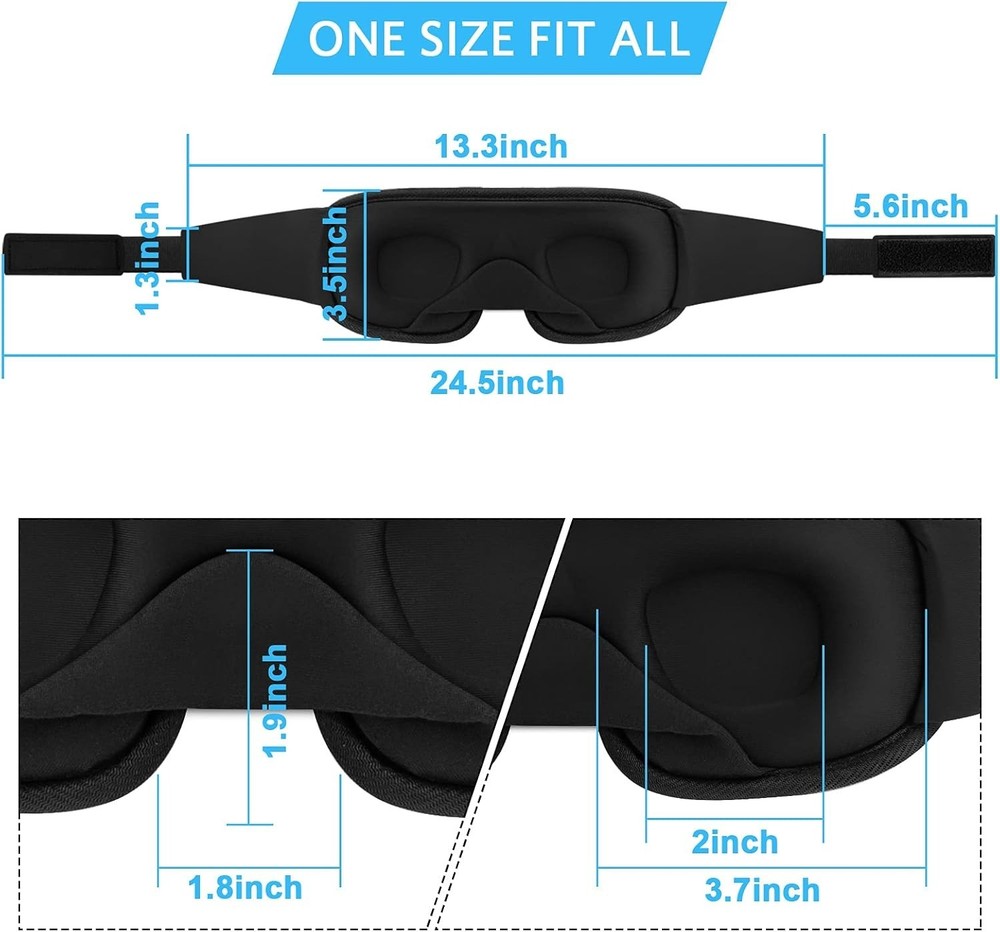 Luxury 3D Contoured Sleep Mask - 100% Light Blocking & Adjustable Comfort