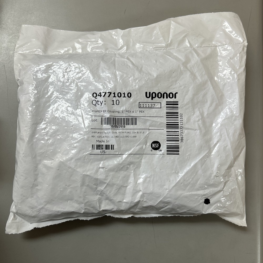 10-PACK NEW UPONOR Q4771010 PROPEX EP POLYMER COUPLING 1" x 1" PEX