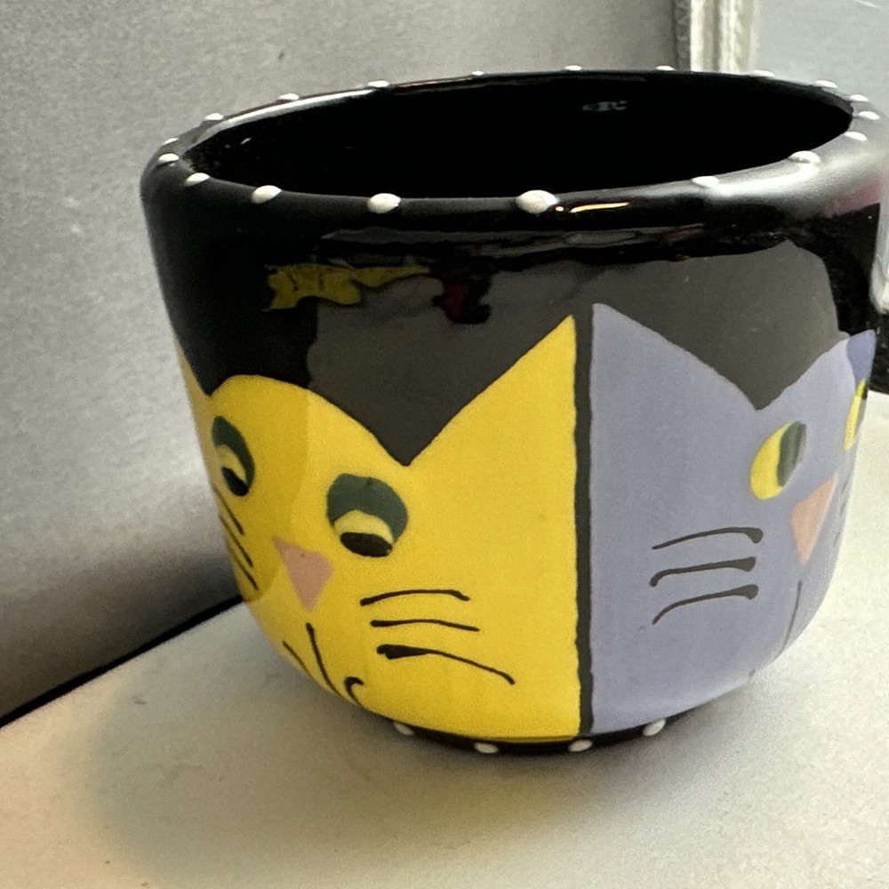 Small Cat Cup/ Pot Signed D Grant