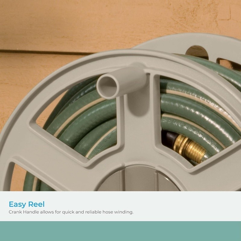 Wall Mounted 100 Ft Garden Hose Reel Space Saving Easy Crank Storage Solution US