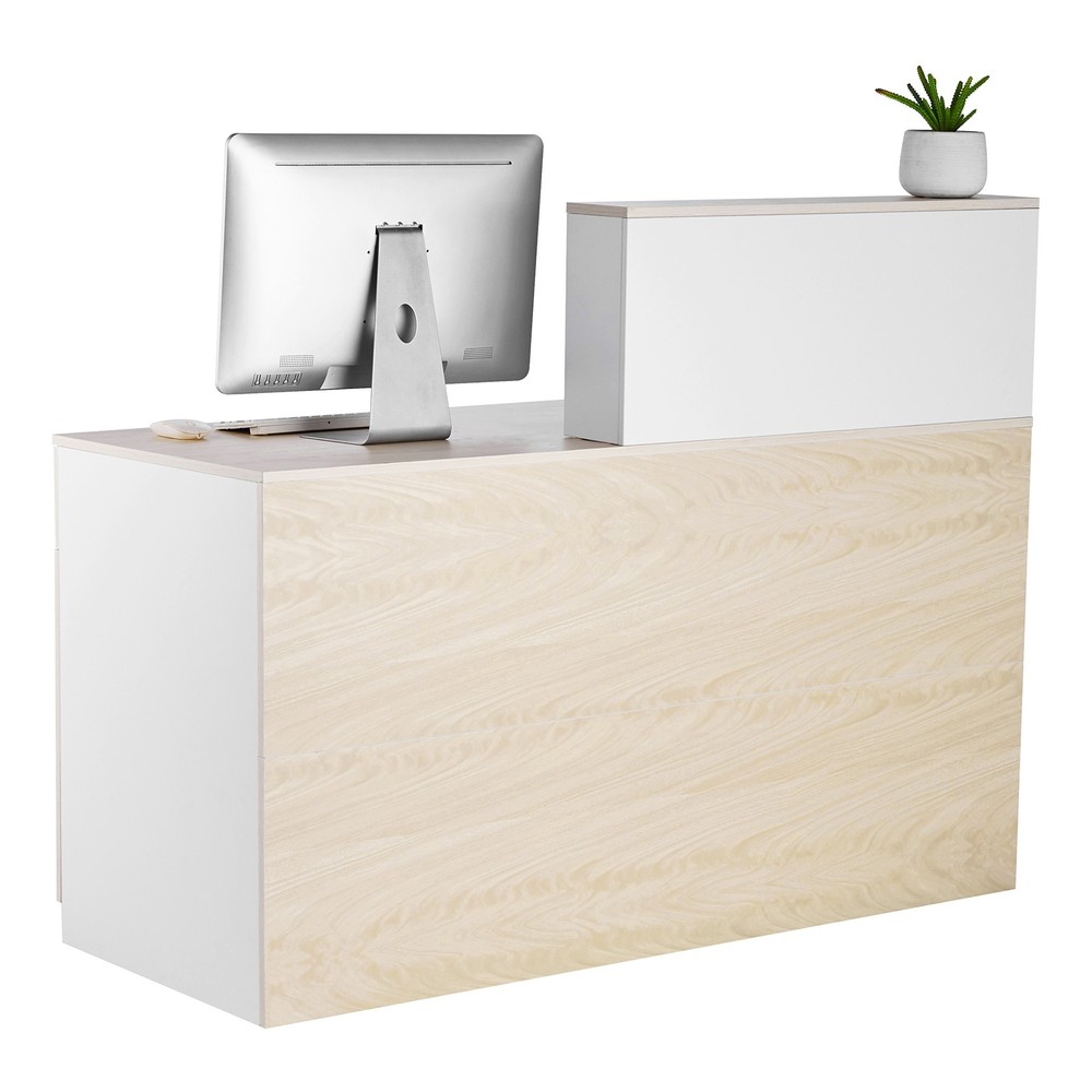 Uimoso Reception Desk Rectangular Front Counter Table 55.12 in Wood Office Table