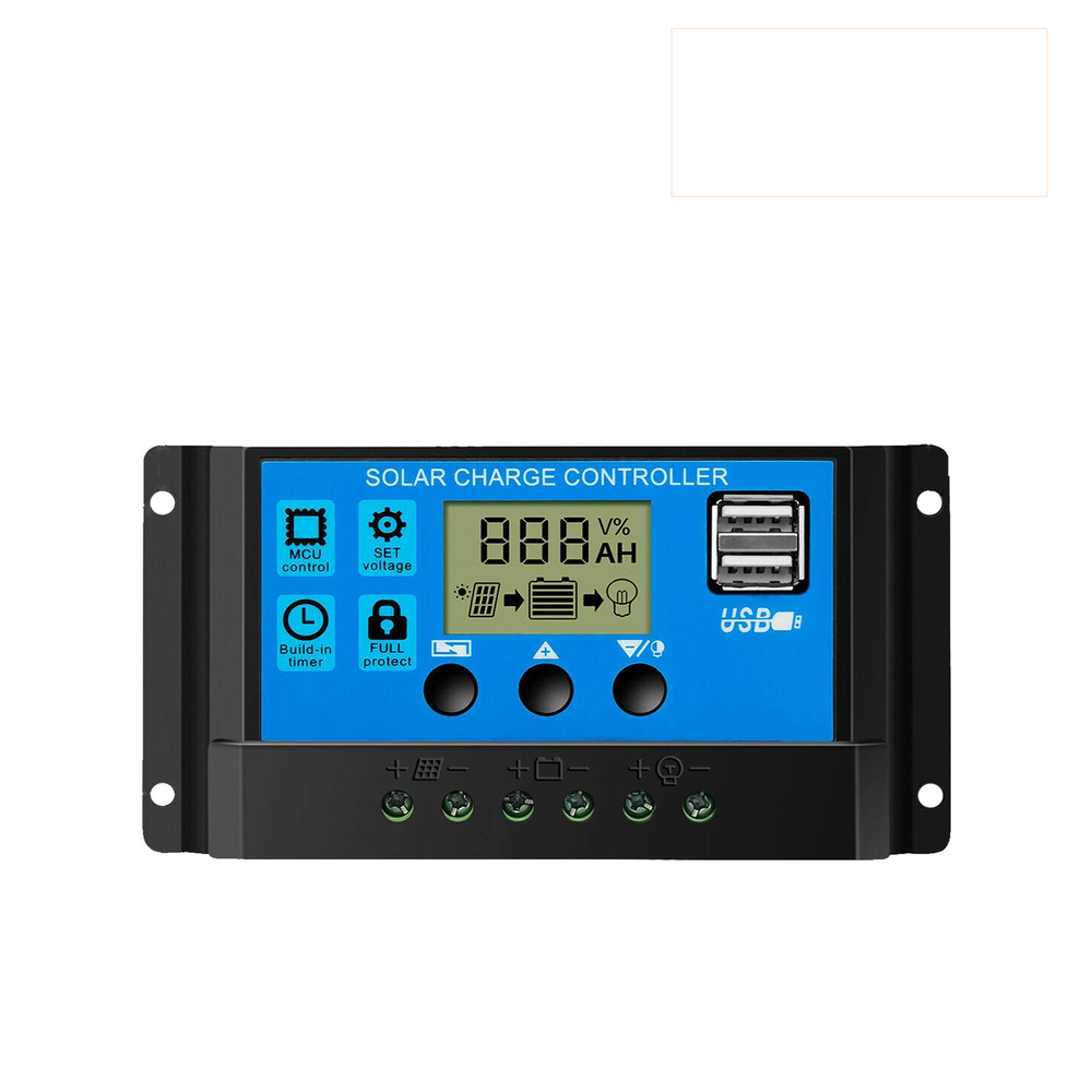 30A Solar Panel Battery Charge Controller 12V/24V LCD Regulator Auto Dual USB US
