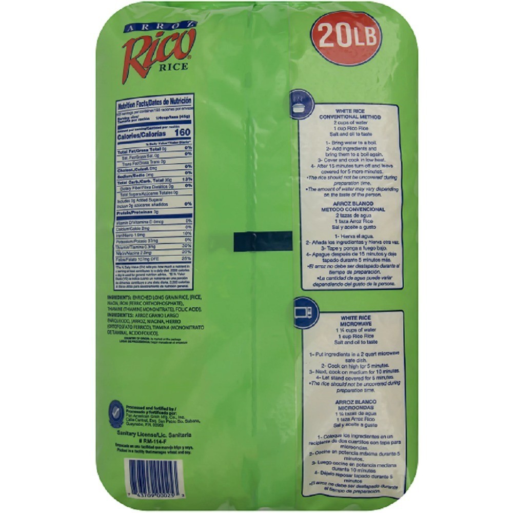 Long Grain Rice Bulk 20 lbs Allergen Free Non GMO