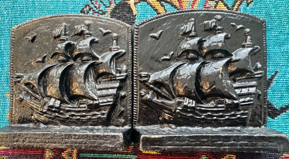 Antique Black Cast Iron Nautical Bookends~Very Good Condition~Unknown Maker