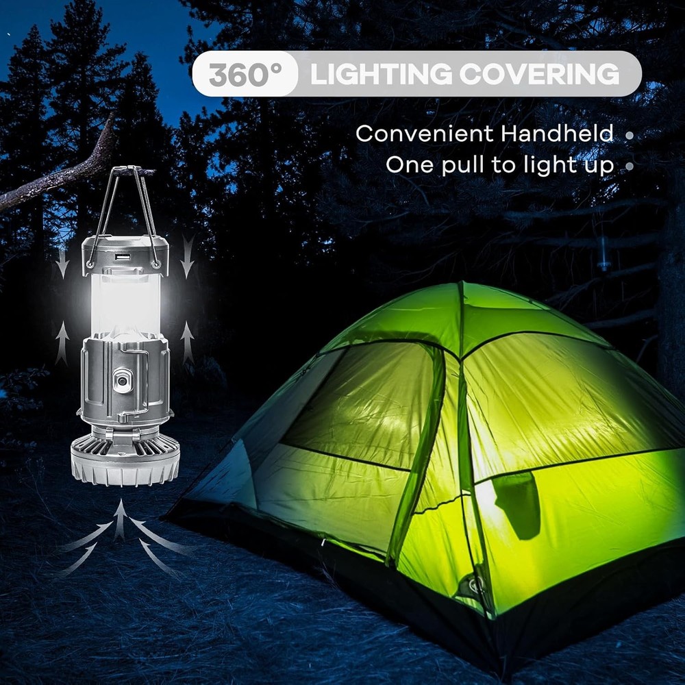 Solar Lantern Camping Light Fan Rechargeable
