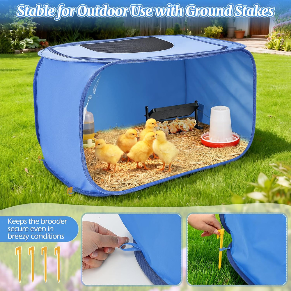 Chicken Brooder Box for Chicks Pop up Chick Kit with Clear Window Waterproof Mat