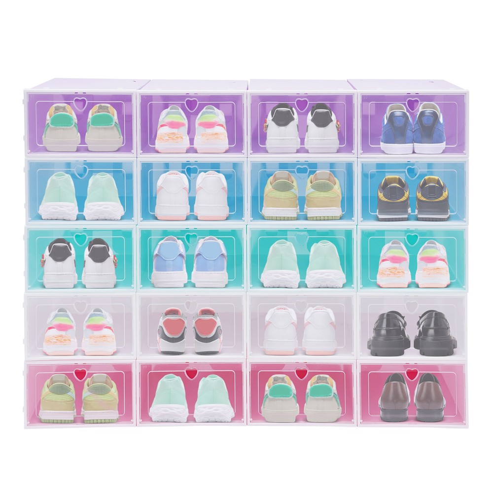 20 Pack Shoe Storage Box Stackable Sneaker Container Foldable Organizer Home