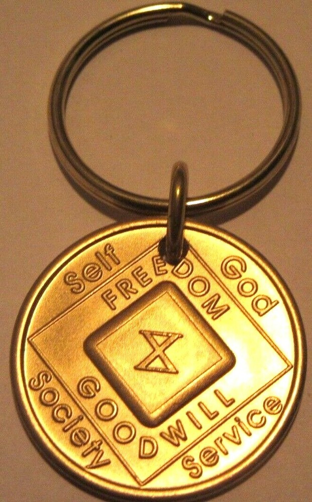 NARCOTICS ANONYMOUS  NA KEY TAG  10 TEN YEAR Keyring medallion Serenity Clean