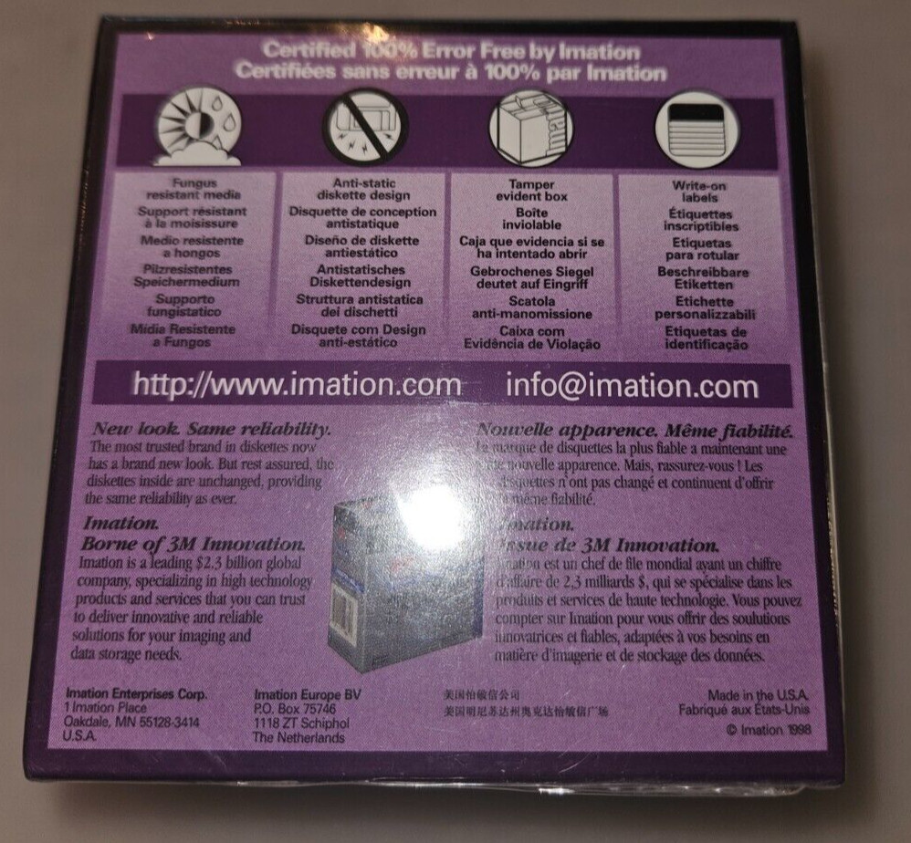 3½-Inch Floppy Disk - Quantity:10 FLOPPY DISK IMATION 2HD NOS SEALED