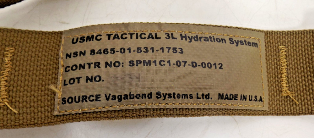 USMC Tactical Source WXP 3L Hydration System Pack Coyote Brown *NEW*
