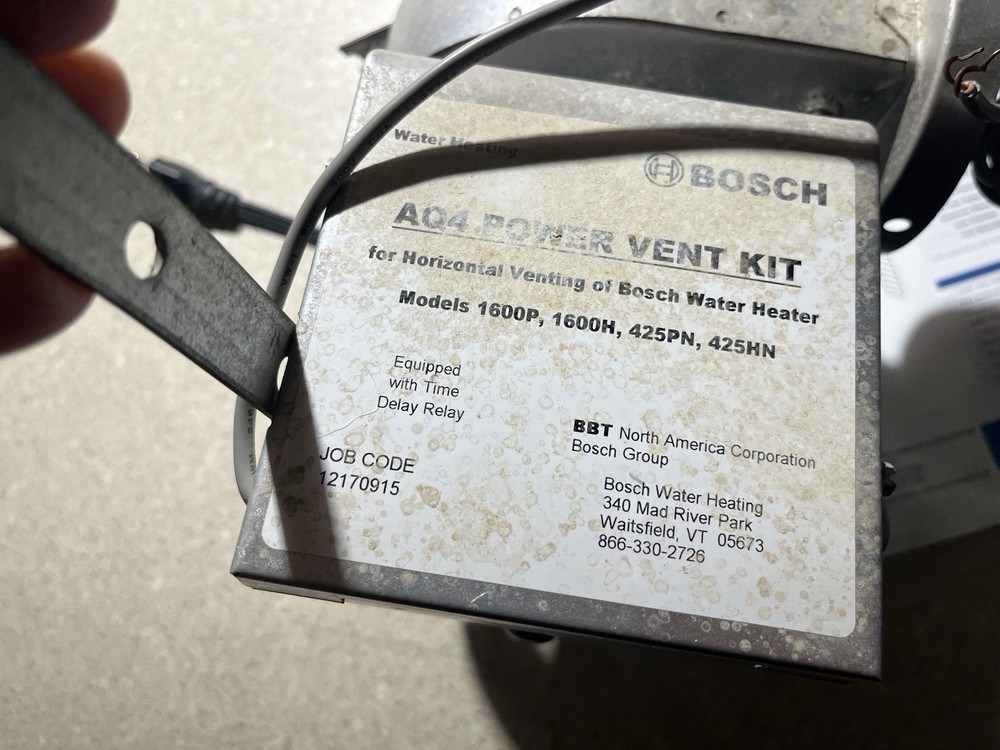 AQ4 Power Vent for Bosch AquaStarModels 1600P & 1600H + FREE SHIPPING