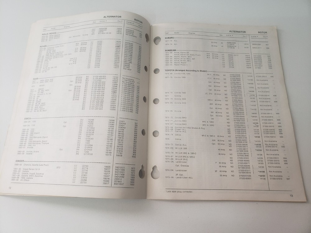 Valco Foreign Car Alternators Generators Starters Catalog Book 78-75