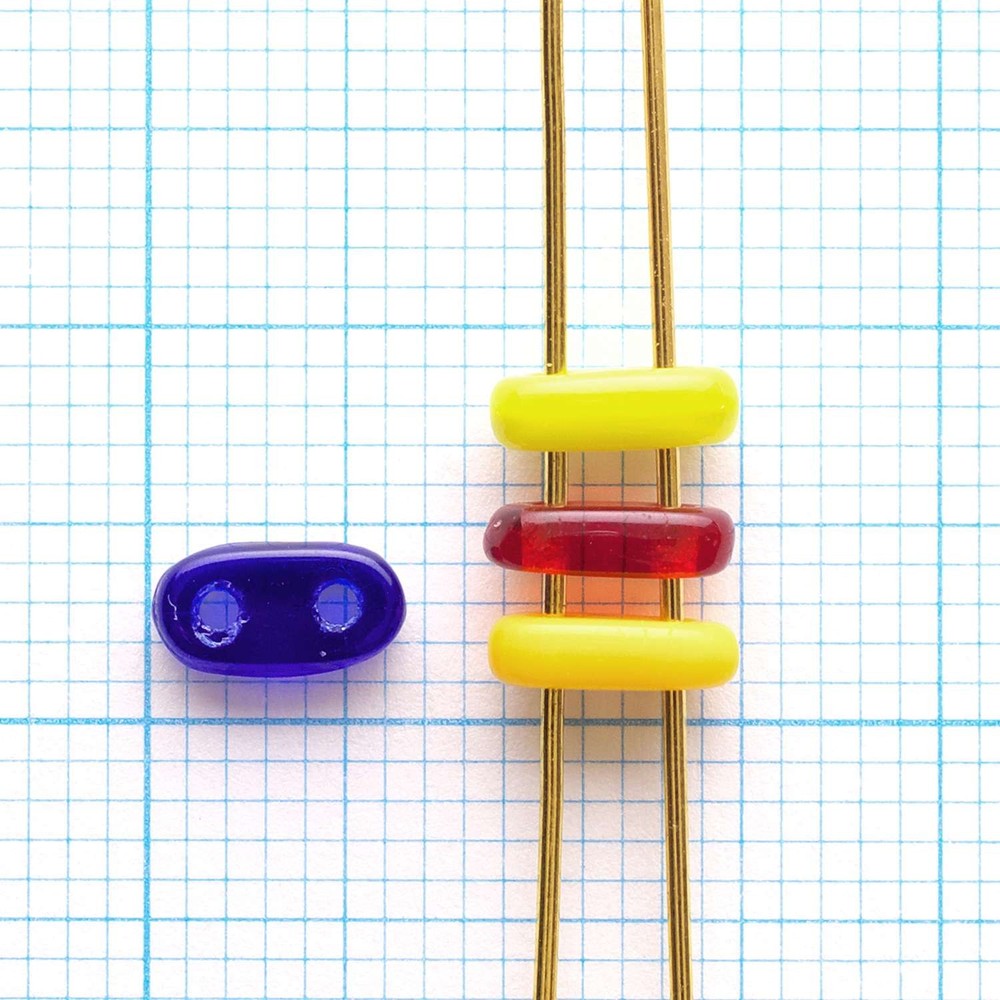 Oval 2-Hole Bead, Cobalt, 6mm x 2mm
