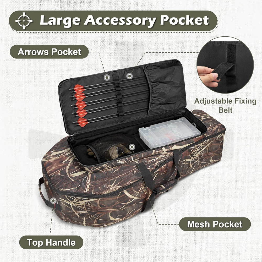 Soft Compound Bow Case, Padded Crossbow Case with Arrow Pocket and Backpack Stra