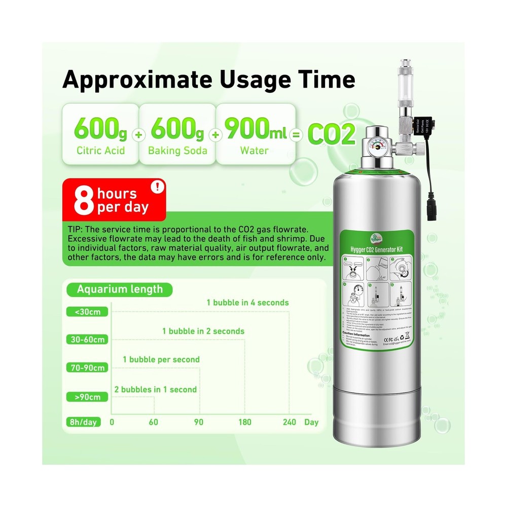 Pro 5L Aquarium CO2 Generator System, Complete Carbon Dioxide Reactor Kit wit...