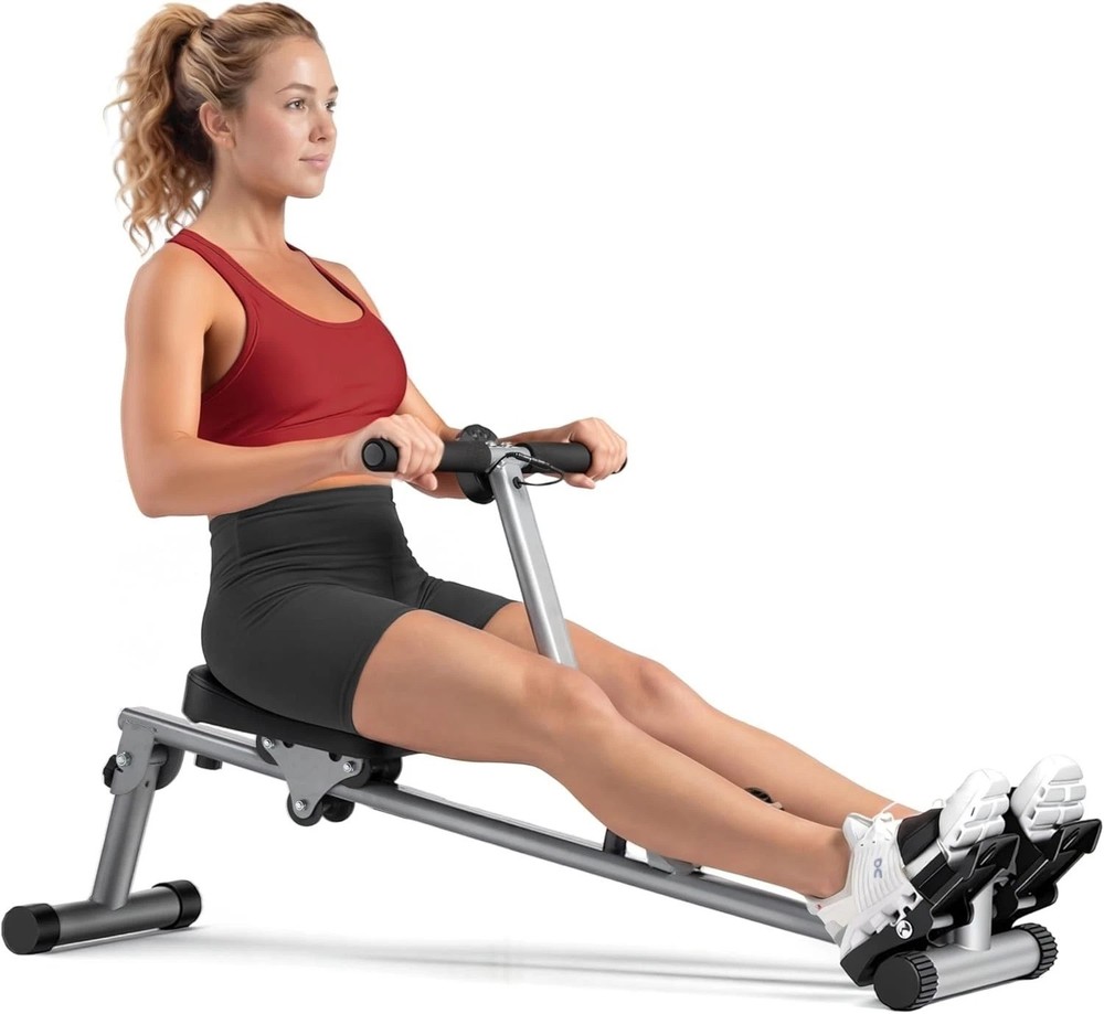 Hydraulic Rowing Machine with LCD Display and Adjustable Foot Straps for Comfort