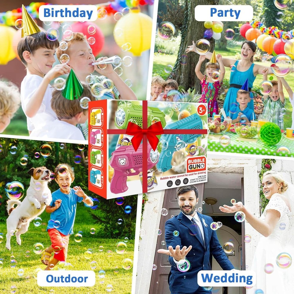 Interactive 3 Pack Bubble Guns with Solution - Fun for Toddlers and Kids 3-12