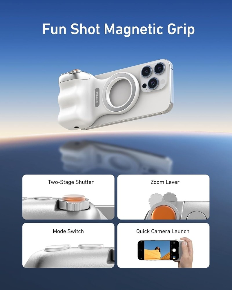 Fun Shot Magnetic Phone Camera DSLR Style Shutter Grip for Iphone & Android