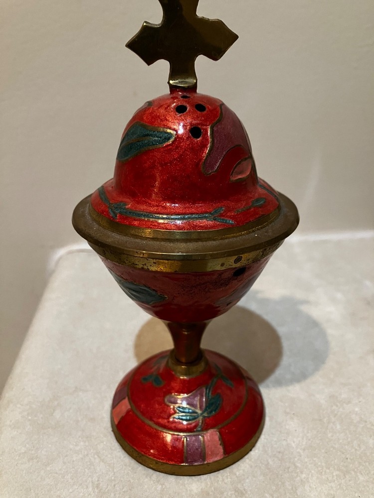 charcoal incense burner with cross