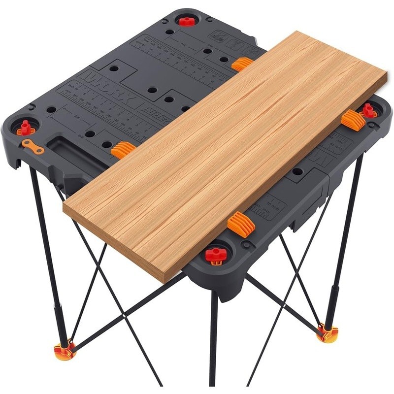Lightweight Portable Workbench 300lbs Folding Table W/ Clamps & Link Locks Black
