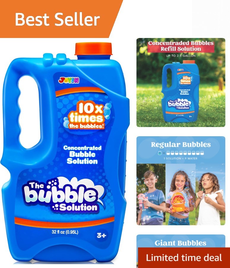 Ultimate 32 oz Bubble Solution Refill – Create Regular & Giant Bubbles Outdoors!
