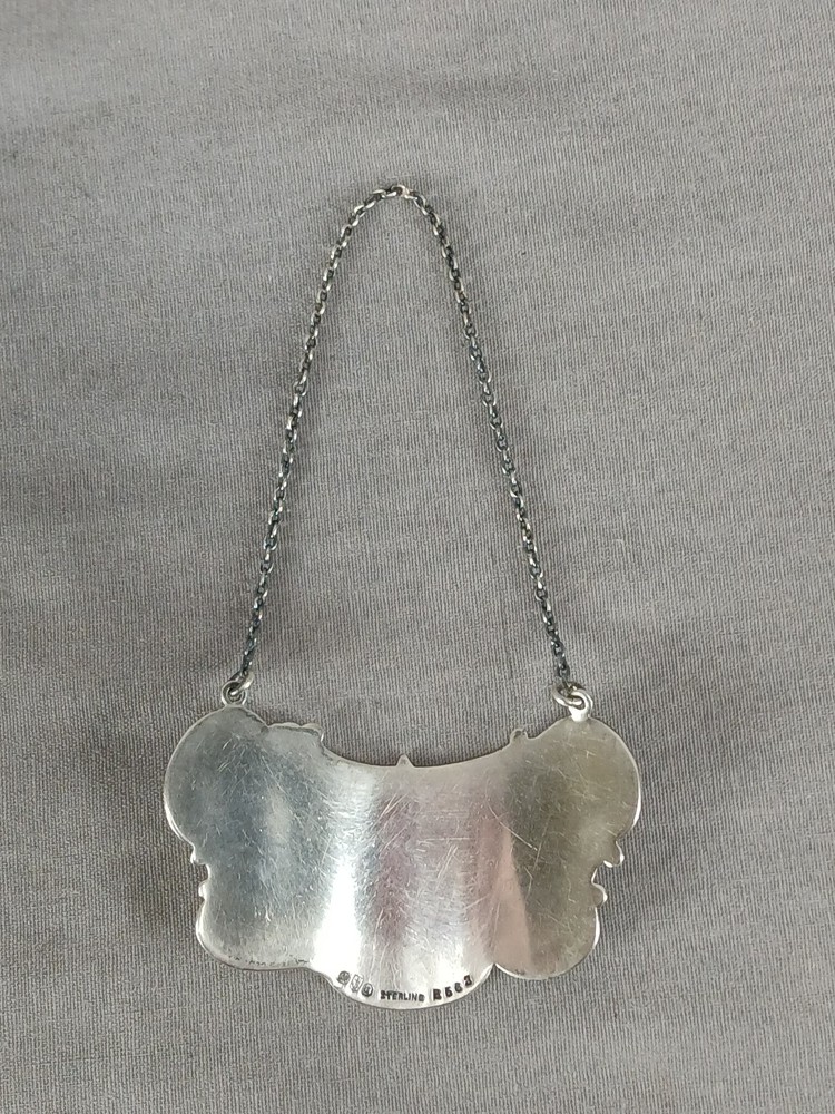 Vintage Gorham Repousse Thistle Sterling Silver Sherry Decanter Tag