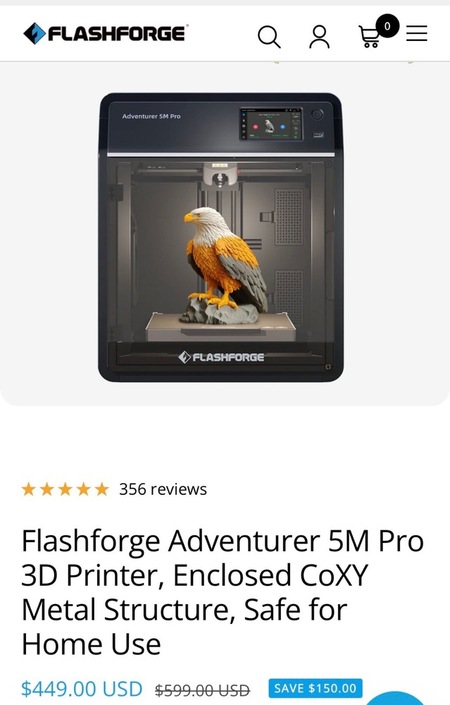 Flashforge Adventurer 5m Pro Self leveling Rarely Used