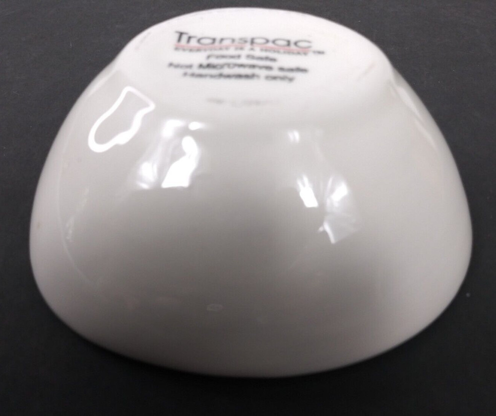 Transpac Ceramic Snowman Christmas Small Dish Bowl with Handle Dip Candy Damaged