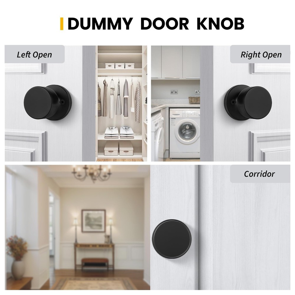 Goldenwarm 2 Pieces Black Dummy Door Knobs, - 1 Pack, Matte