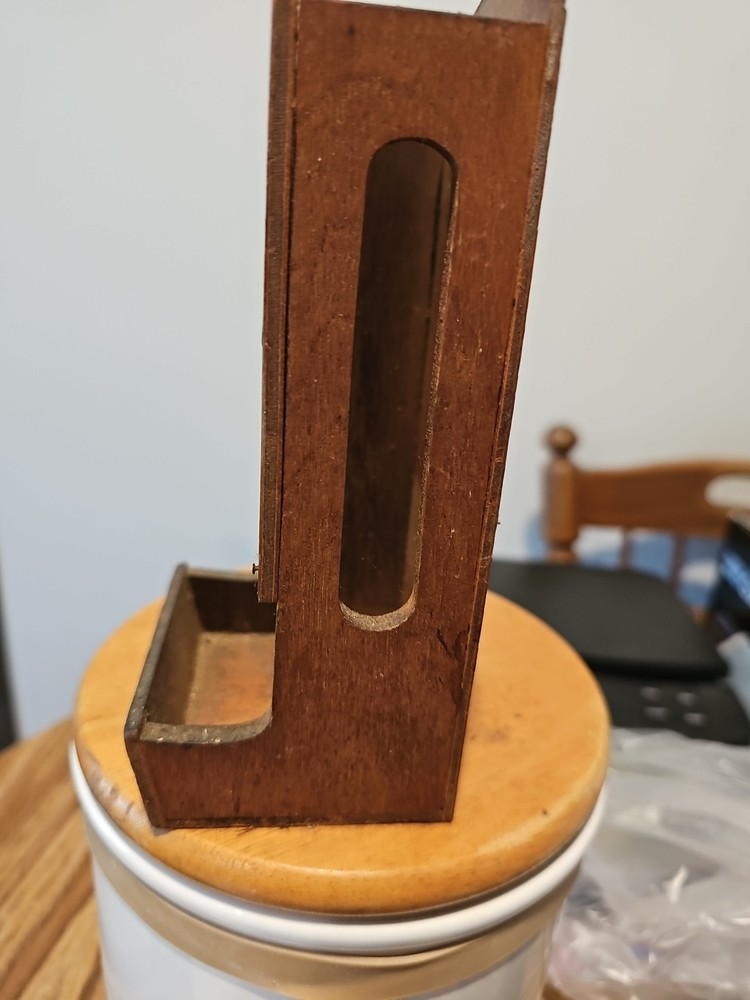 Vintage Wood Match Holder Eagle On Front.