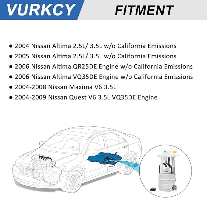 Fuel Pump for Altima 2.5L 2004-2006 No CA Emissions