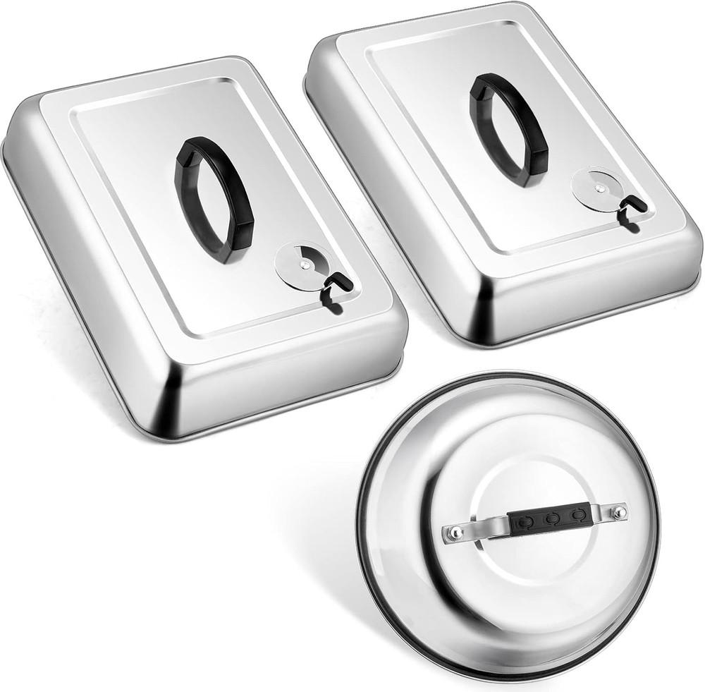 3 PCS BBQ Blackstone Basting Covers Large Rectangular Basting Cover & Round Dome