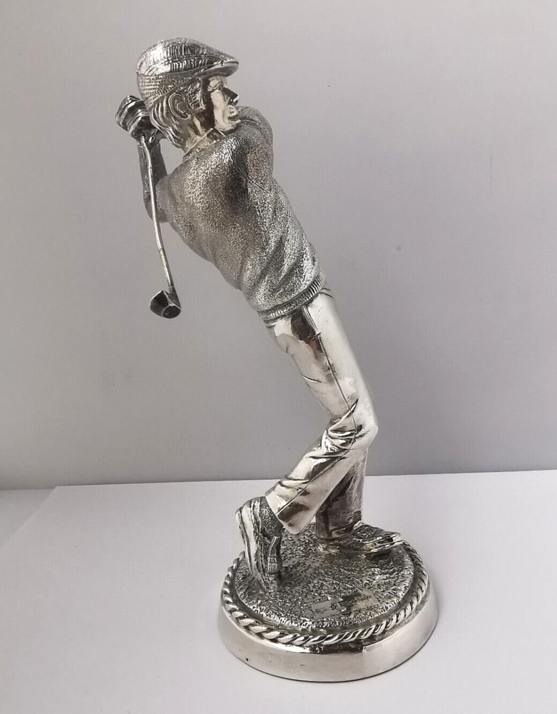 Large 8 Inch Solid Silver Golfer Figurine Or Trophy - Sheffield 1987