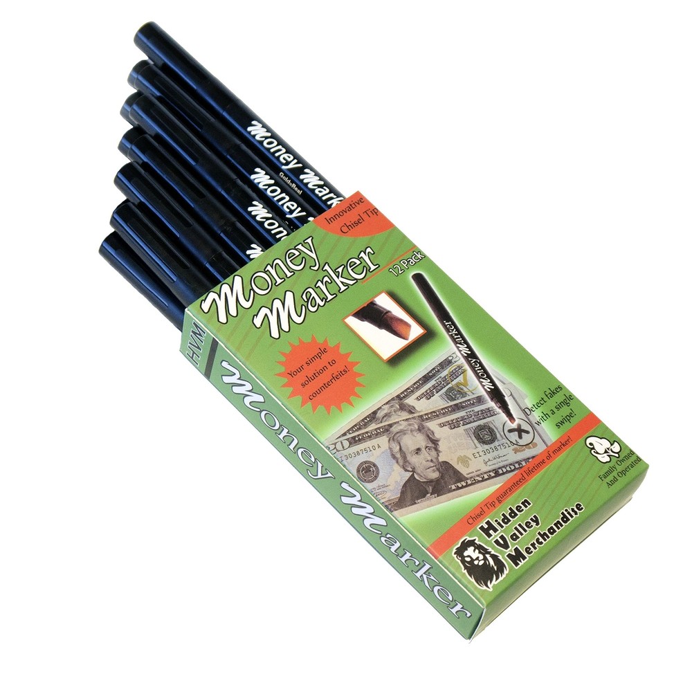 Counterfeit Detection Pens 12 Pack Upgraded Chisel Tip Universal Currency Use