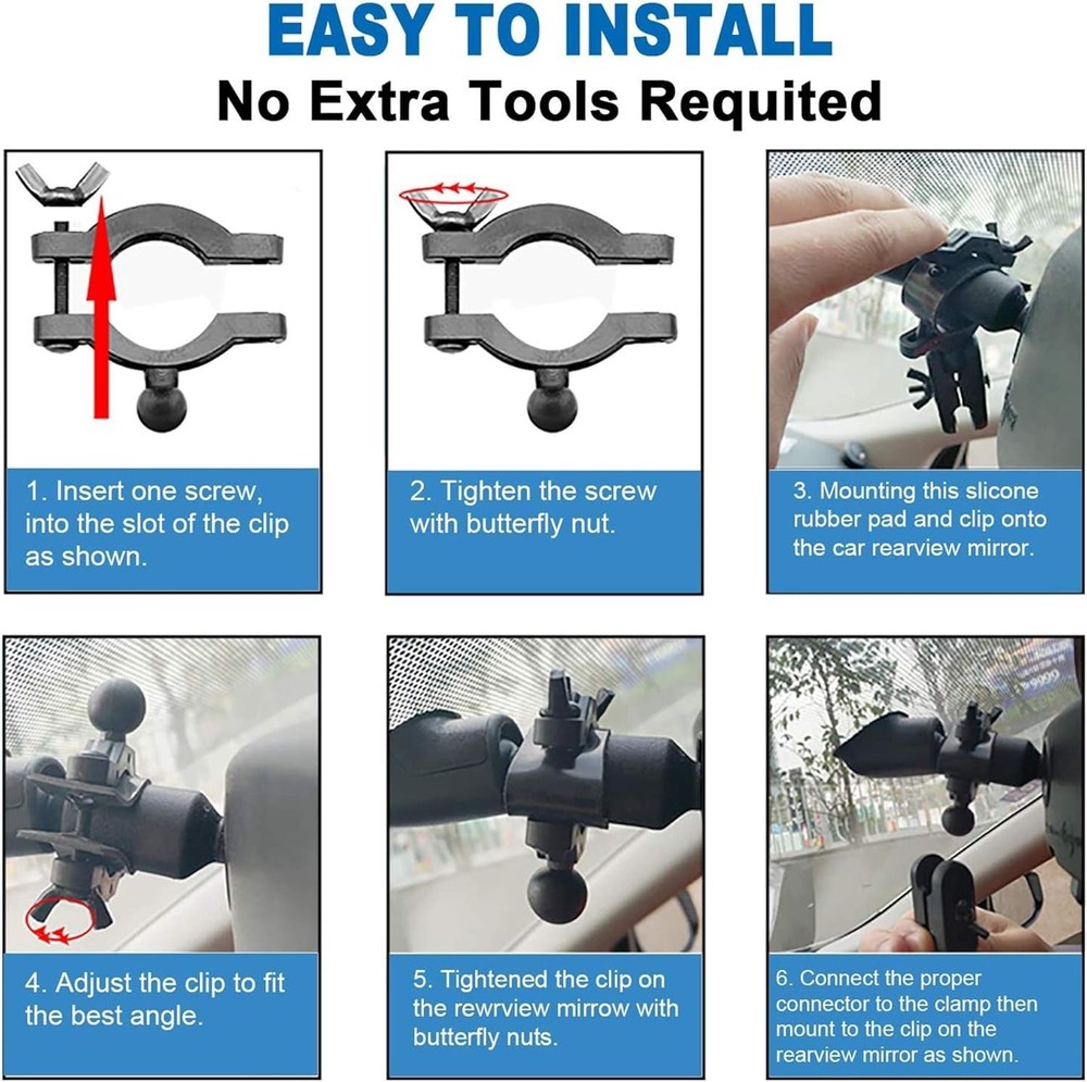 Compact Dash Camera Mount for Secure Installation - 16 Joint Options Included