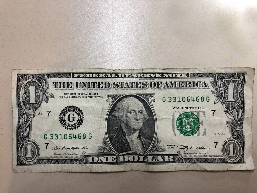 2009 One Dollar Note Ink Smear Error