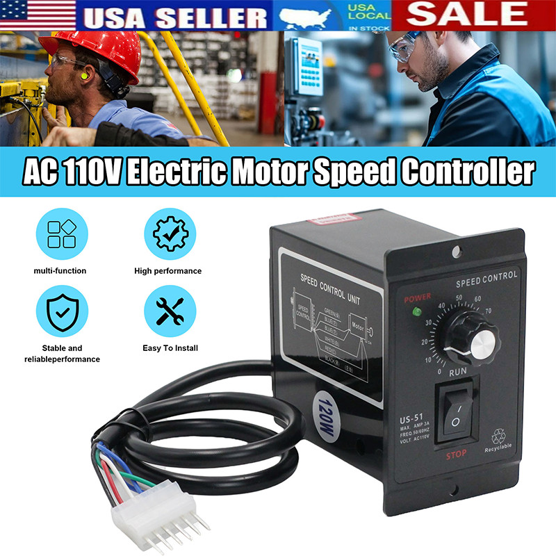 AC 110V 120W Electric Motor Speed Controller Reversible Switch Regulator Switch