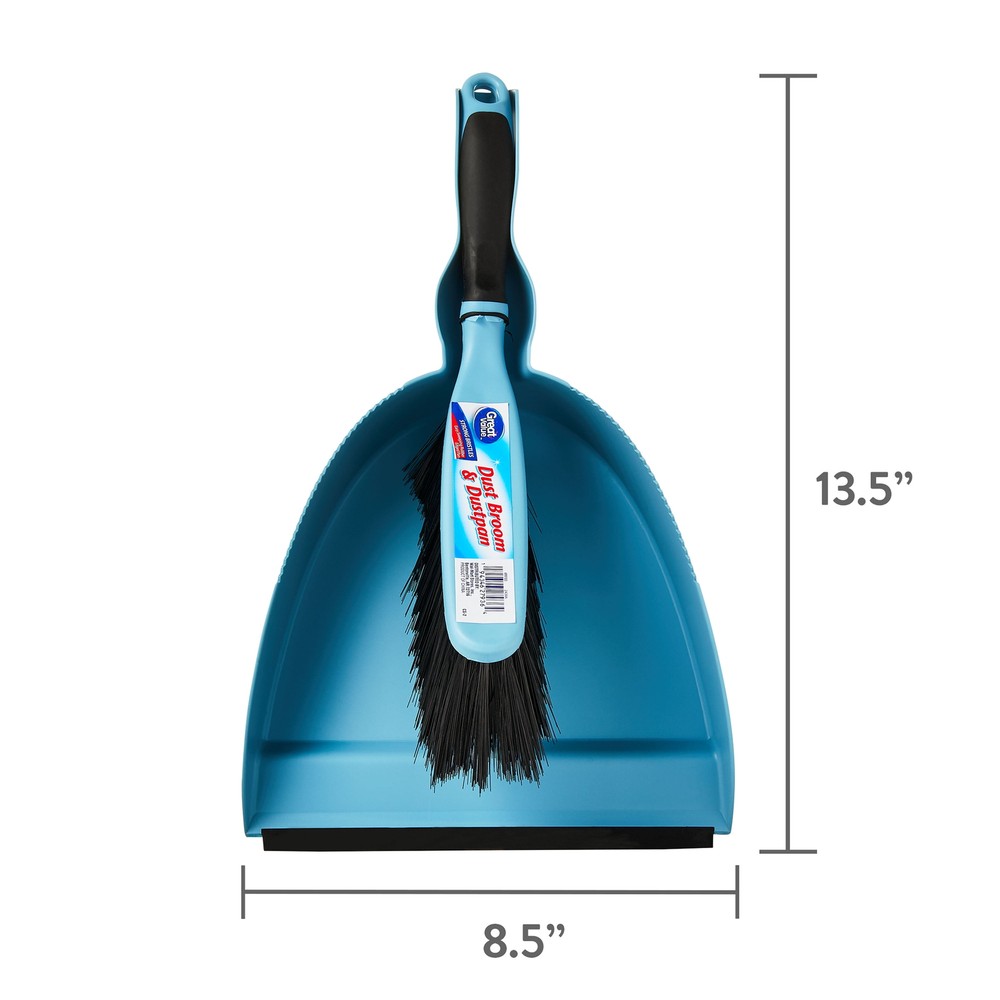 Great Value Dust Broom & Dustpan, Blue