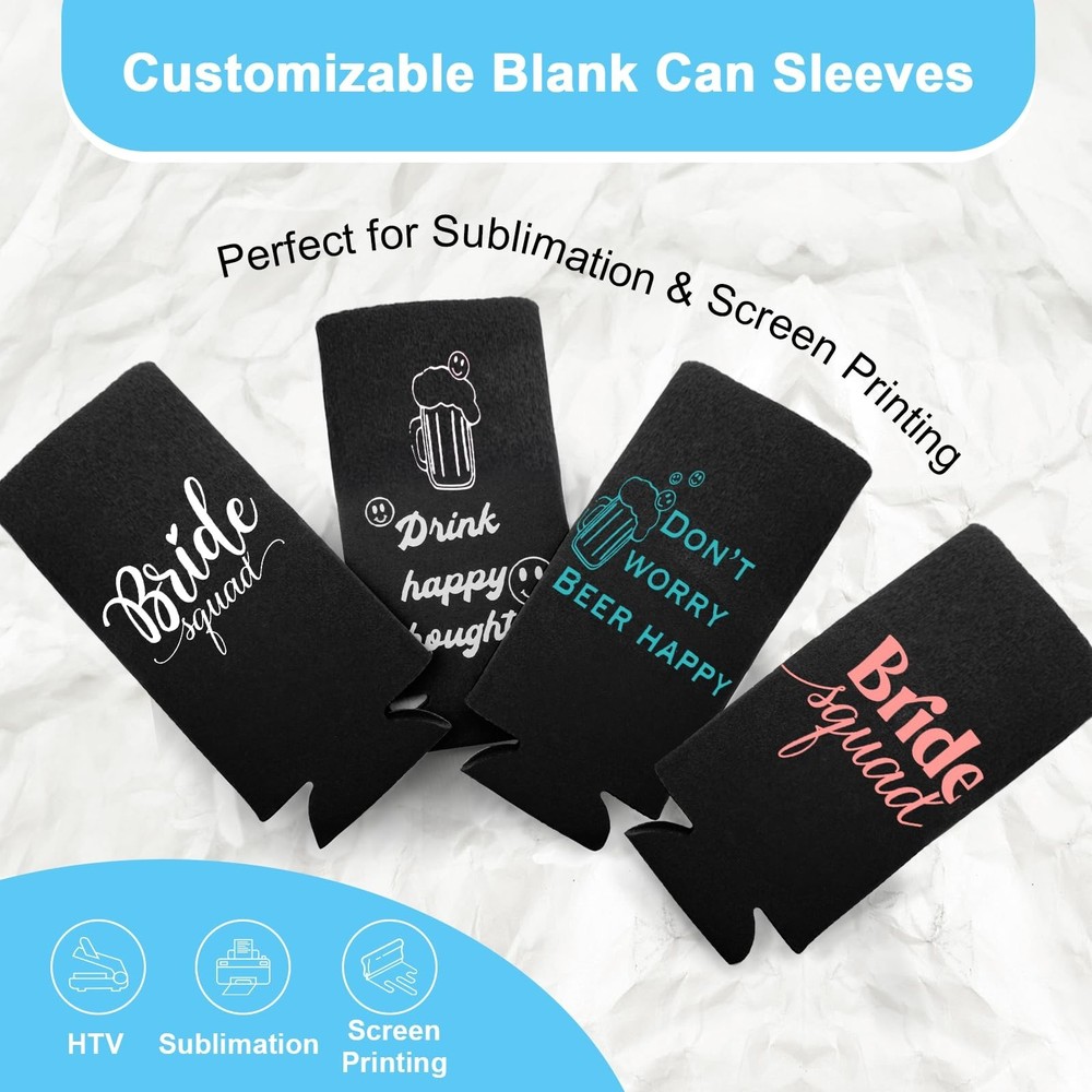 Slim Can Koozies (25 Pack) Bulk Customizable, Blank Foldable Foam Insulators ...