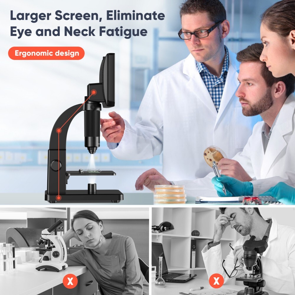 Elikliv 2000X Biological Digital Microscope 7" LCD Remote Control for Computer