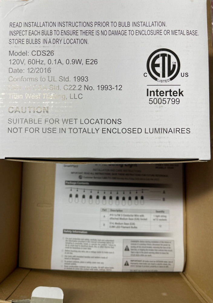 SMARTYARD Comercial Grade 24ft String Light